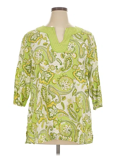 Pre-owned Marisa Christina 3/4 Sleeve Blouse In Green