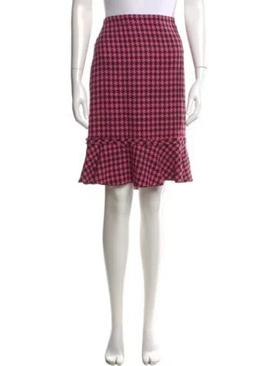 Pre-owned Marisa Christina Plaid Print Knee-length Skirt W/ Tags In Pink