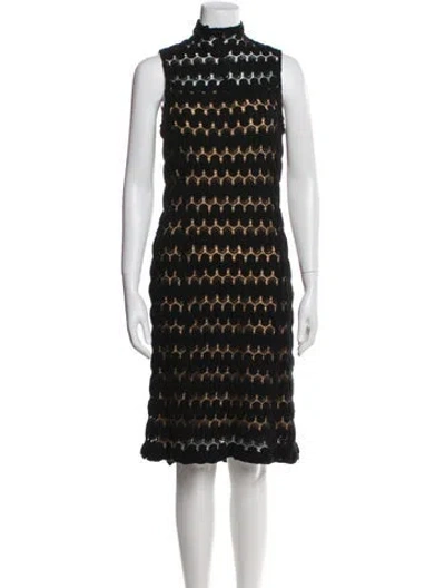 Pre-owned Marisa Minicucci Turtleneck Midi Length Dress In Black