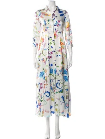 Pre-owned Marisa Silk Long Dress In White