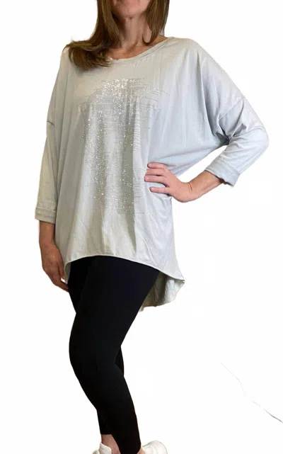 Marisima A Touch Of Sparkle Long Sleeve Graphic Shirt In Gray