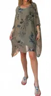 Marisima Floral Print Silk Dress In Sage In Multi
