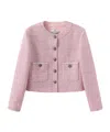 Marissa Chiara Crew Neck Casual Jacket In Pink