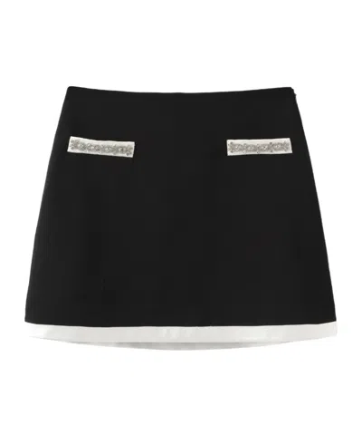 Marissa Chiara Diamond Embellished Skirt In Black