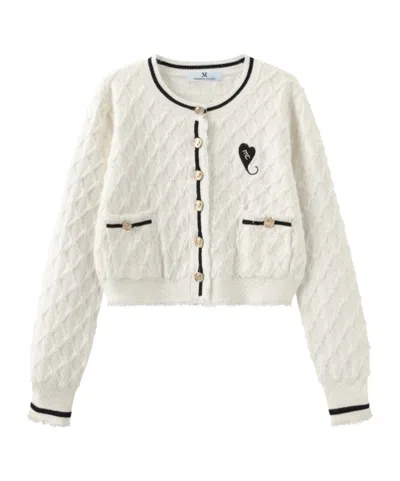 Marissa Chiara Diamond Knitted Cardigan In Neutral
