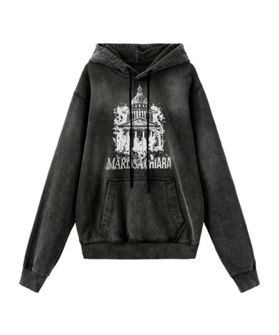 Marissa Chiara Drawstring Hooded Sweatshirt In Black