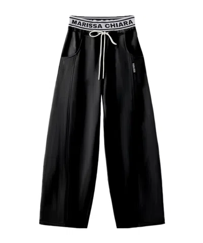 Marissa Chiara Logo Waist Track Pants In Black