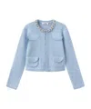 Marissa Chiara Long-sleeved Crew Neck Jacket In Blue