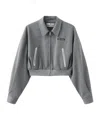 Marissa Chiara Long-sleeved Lapel Casual Jacket In Gray
