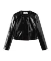 Marissa Chiara Long-sleeved Leather Jacket In Black