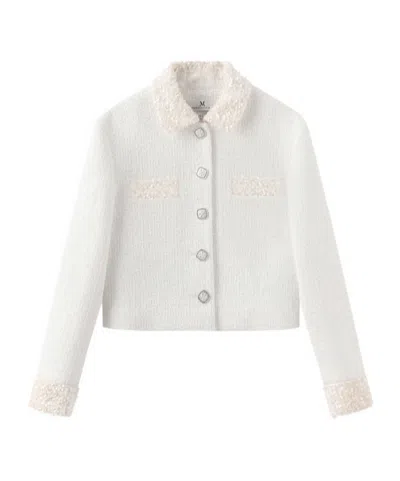 Marissa Chiara Sequined Long-sleeved Jacket In White