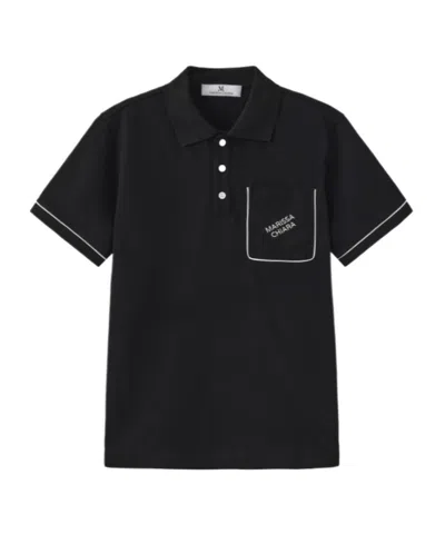 Marissa Chiara Short-sleeved Polo Shirt In Black