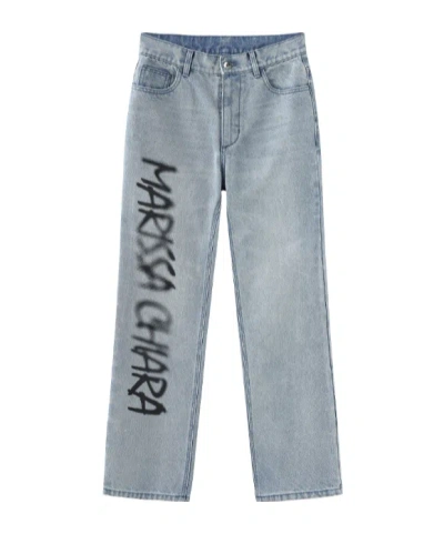 Marissa Chiara Spray-painted Denim Trousers In Blue