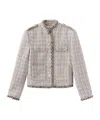 Marissa Chiara Stand Collar Lace Jacket In Neutral