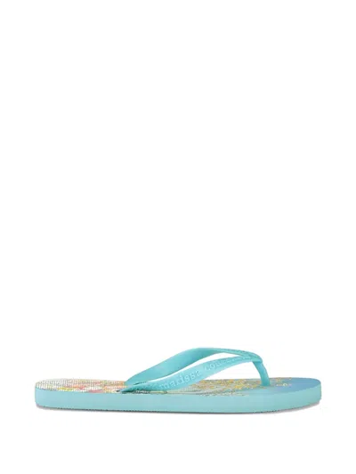 Marissa Collections Floral Flip-flop In Blue