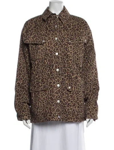 Pre-owned Marissa Webb Animal Print Denim Jacket In Neutrals