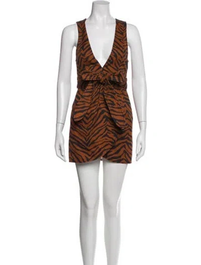 Pre-owned Marissa Webb Animal Print Mini Dress In Brown