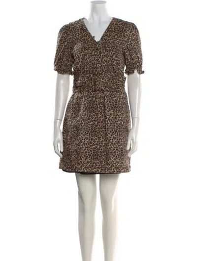 Pre-owned Marissa Webb Animal Print Mini Dress In Brown