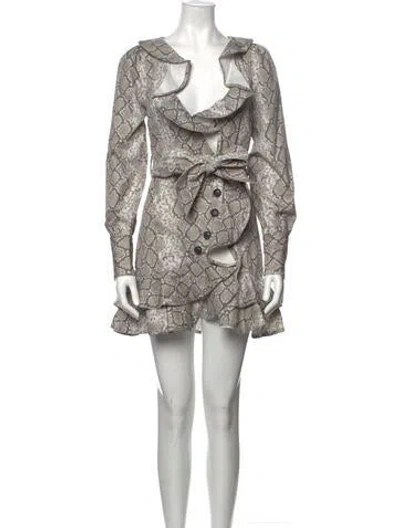 Pre-owned Marissa Webb Animal Print Mini Dress In Gray