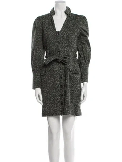 Pre-owned Marissa Webb Animal Print Mini Dress In Green