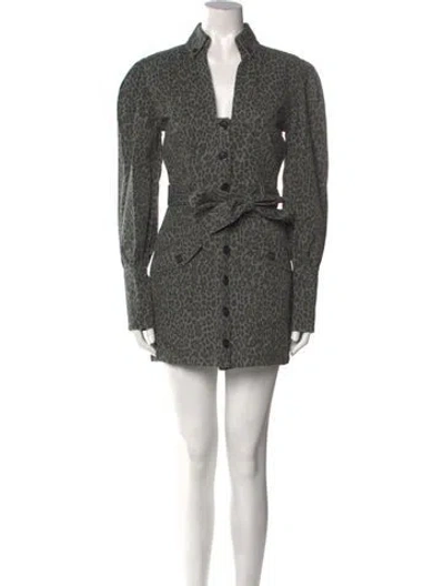 Pre-owned Marissa Webb Animal Print Mini Dress W/ Tags In Green