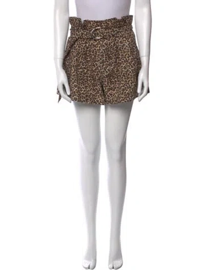 Pre-owned Marissa Webb Animal Print Mini Shorts In Brown