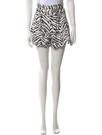 Pre-owned Marissa Webb Animal Print Mini Shorts In White