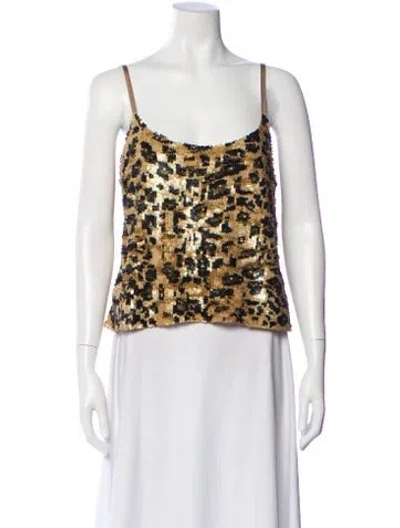 Pre-owned Marissa Webb Animal Print Scoop Neck Top In Brown