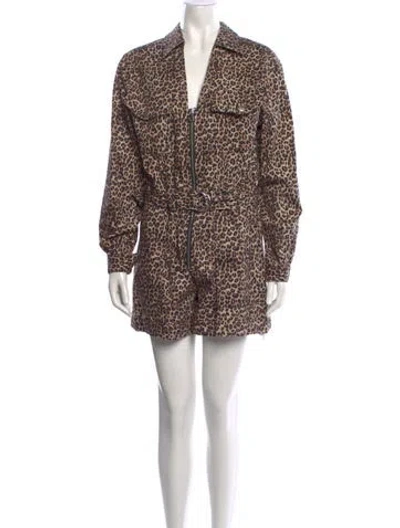 Pre-owned Marissa Webb Animal Print V-neck Jumpsuit In Neutral