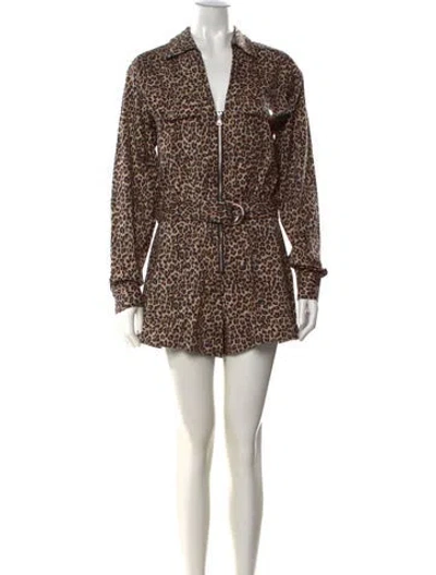 Pre-owned Marissa Webb Animal Print V-neck Jumpsuit W/ Tags In Neutrals