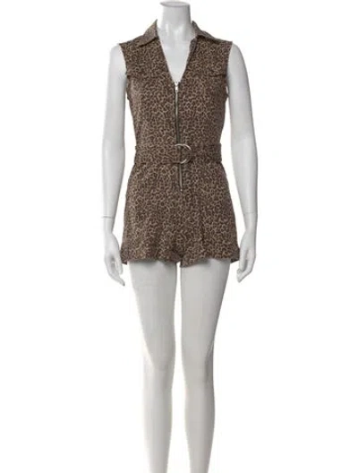 Pre-owned Marissa Webb Animal Print V-neck Romper In Multi