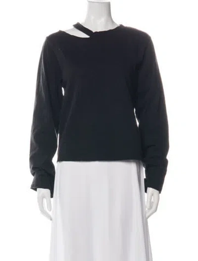 Pre-owned Marissa Webb Asymmetrical Long Sleeve Top In Black
