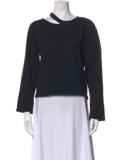 Pre-owned Marissa Webb Asymmetrical Long Sleeve Top In Black