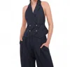 Marissa Webb Ava Open Back Tuxedo Vest In Oliver Plaid In Blue
