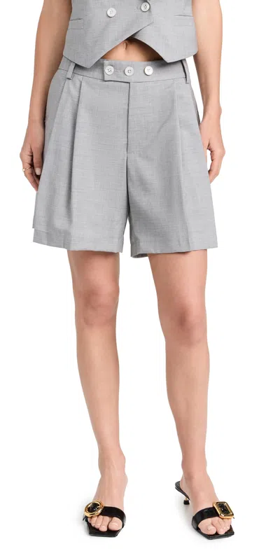 Marissa Webb Bailey Pleated Wool Shorts Dove Grey