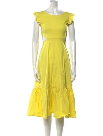 Pre-owned Marissa Webb Bateau Neckline Midi Length Dress In Yellow