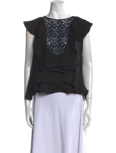 Pre-owned Marissa Webb Bateau Neckline Short Sleeve Blouse In Black