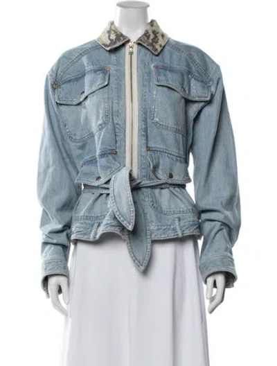 Pre-owned Marissa Webb Camouflage Print Denim Jacket In Blue