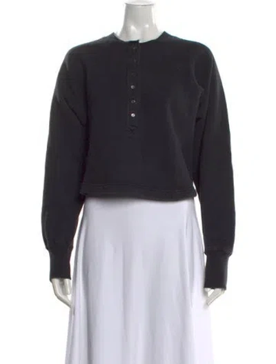 Pre-owned Marissa Webb Crew Neck Long Sleeve Button-up Top In Black