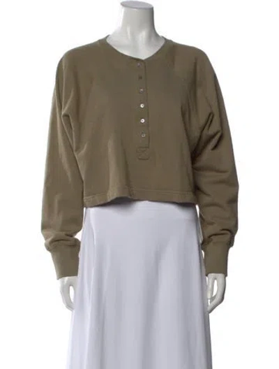 Pre-owned Marissa Webb Crew Neck Long Sleeve Crop Top In Green