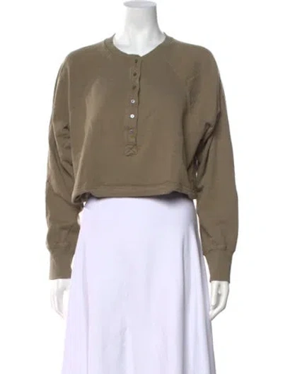 Pre-owned Marissa Webb Crew Neck Long Sleeve Crop Top In Green