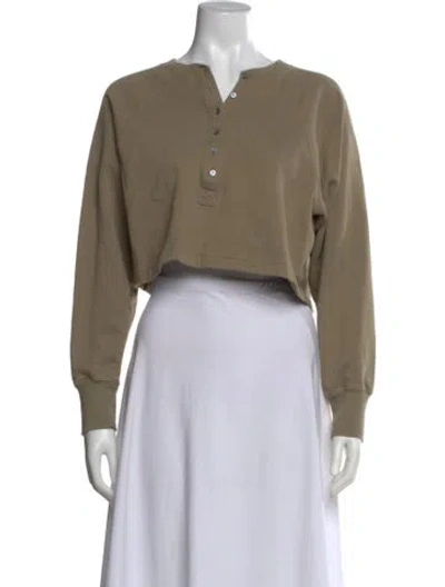 Pre-owned Marissa Webb Crew Neck Long Sleeve Crop Top In Neutral