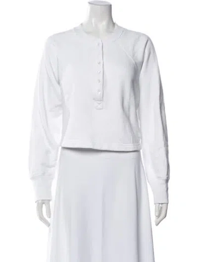Pre-owned Marissa Webb Crew Neck Long Sleeve Crop Top In White