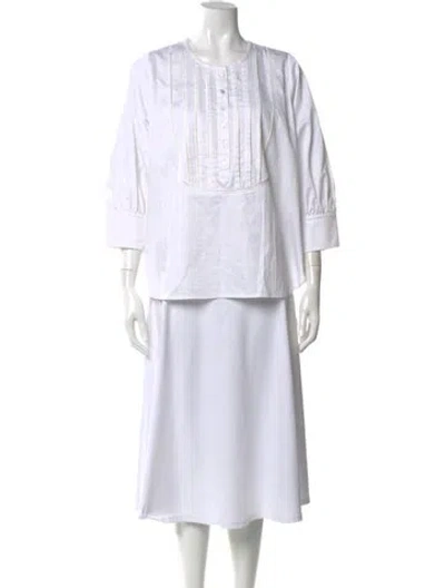 Pre-owned Marissa Webb Crew Neck Three-quarter Sleeve Blouse In White