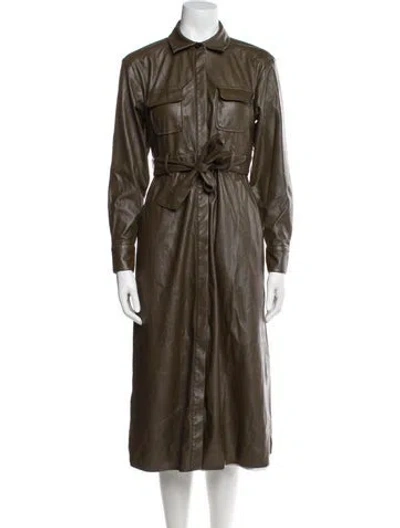 Pre-owned Marissa Webb Faux Leather Trench Coat In Brown
