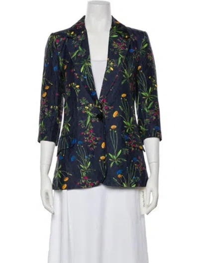 Pre-owned Marissa Webb Floral Print Blazer In Blue