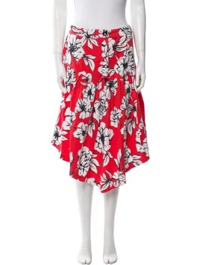 Pre-owned Marissa Webb Floral Print Knee-length Skirt In Red