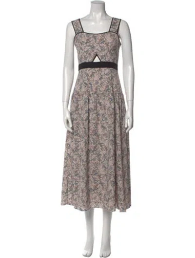 Pre-owned Marissa Webb Floral Print Long Dress In Neutral
