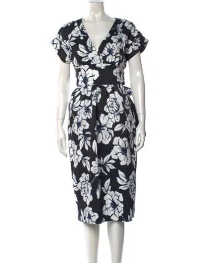 Pre-owned Marissa Webb Floral Print Midi Length Dress In Blue