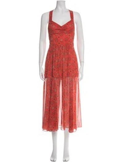 Pre-owned Marissa Webb Floral Print Midi Length Dress In Orange